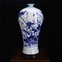 Jingdezhen ceramics hand-painted blue and white relief large vase with fish every year on the floor porcelain vase lotus Chinese ornaments