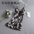 Pyjama phụ nữ sexy mùa hè băng lụa cáp treo pajama váy ngực pad in Hàn Quốc phiên bản lụa ngọt nhà mỏng váy. 