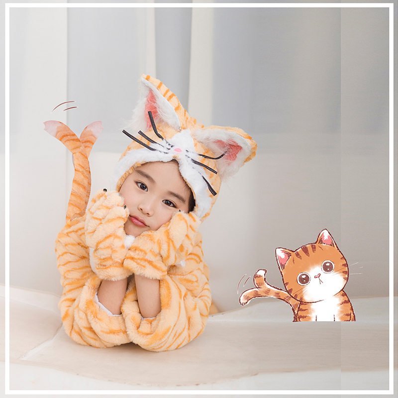 Children's Performance Costumes for Children's Day, Cute Animal Tabby Cat and Garfield Cat Onesies, Stage Performance Costumes Children's Performance Costumes for Children's Day, Cute Animal Tabby Cat and Garfield Cat Onesies, Stage Performance Costumes