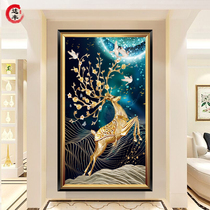 Entrance entrance decorative painting aisle corridor Vertical mural painting modern simple living room American light luxury painting European deer