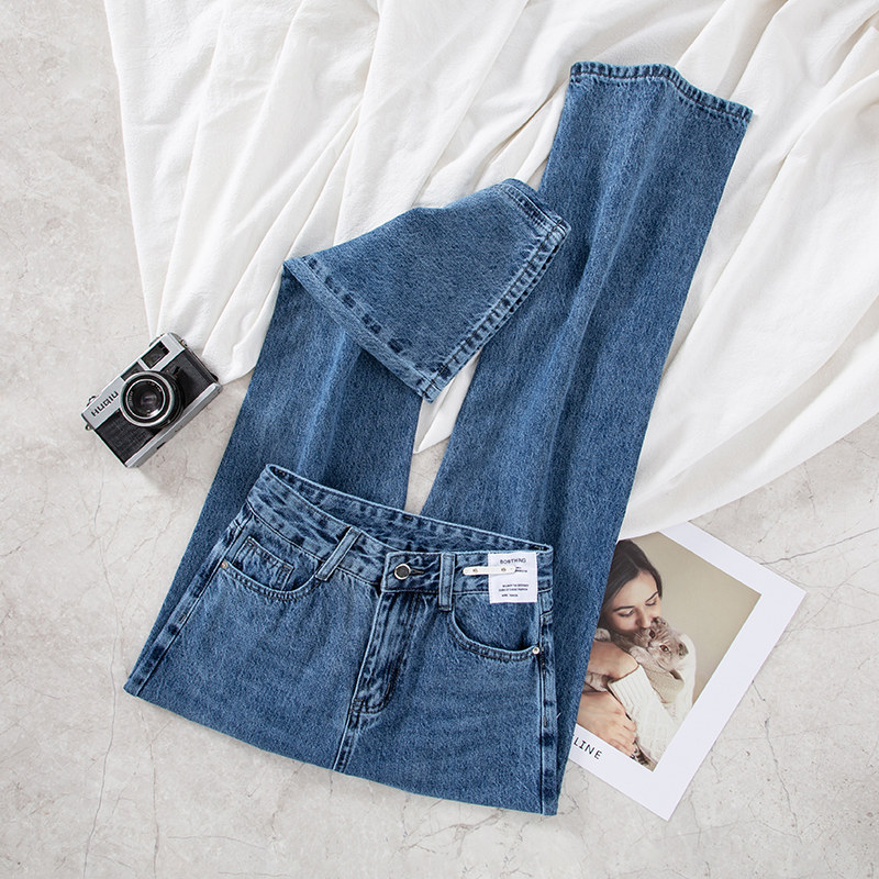 Wide leg jeans woman 90% high waist display slim fit 2022 spring fit 100 lap new loose straight drum towering trousers