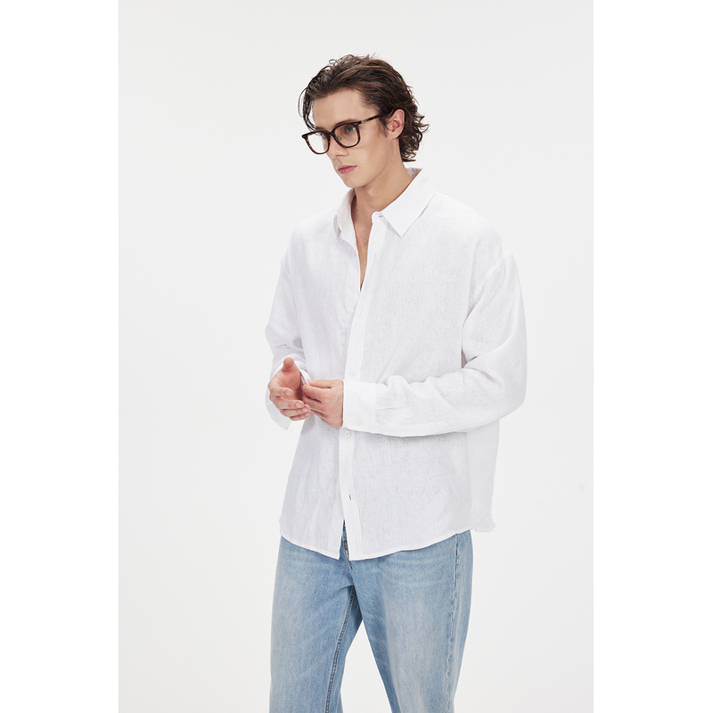 Core Form Pure Linen Casual Resort Style Casual Old Money White Shirt