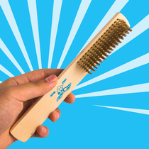 Steel wire brush play cleaning knife brush stainless steel wire copper wire barbecue kitchen cleaning derusting wood handle small iron brush