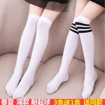 Big child long stockings middle stockings over-the-knee white childrens stockings summer half-barrel socks thin girls