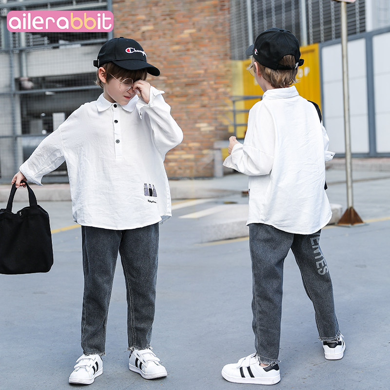 Children's clothing boys spring and autumn shirts 2020 new middle and big children foreign school children autumn boys tide clothes