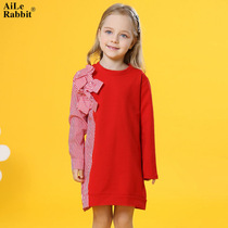 Ale rabbit girl dress 2020 Autumn Korean version of the child long sleeve shirt dress children loose foreign skirt