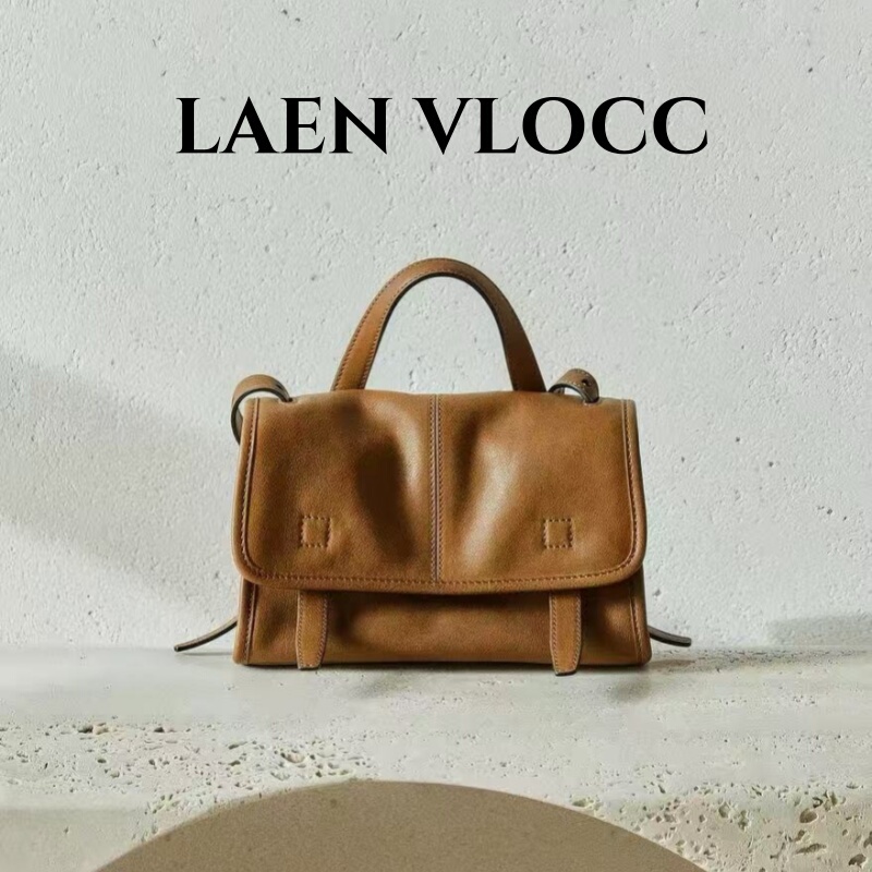Laen Vlocc Vegetable-Tanned Leather Messenger Bag Women's 2026 New Retro Commuter Bag Single Shoulder Crossbody Bag Laen Vlocc Vegetable-Tanned Leather Messenger Bag Women's 2026 New Retro Commuter Bag Single Shoulder Crossbody Bag