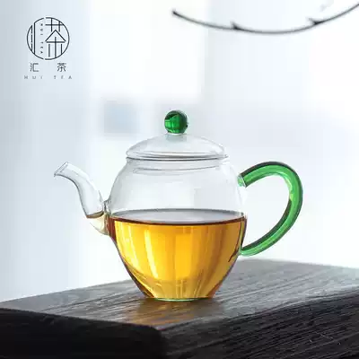 Huicha Taiwan glass teapot thickened high temperature resistant Teapot Kung Fu tea set High-end set with teacup