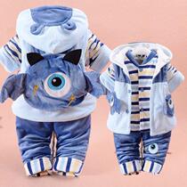 Thickened and velvet winter boy child boy baby toddler baby Cotton coat cotton pants set 1 and a half years old 2 winter