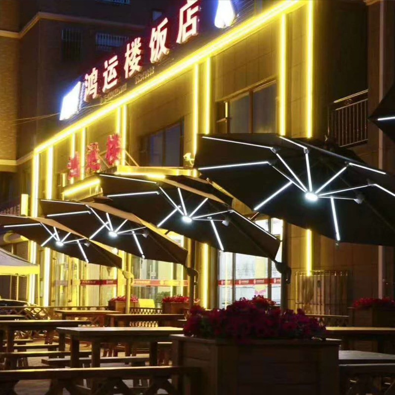户外遮阳伞庭院伞：太阳能LED灯加持，罗马伞下的浪漫露台生活-遮阳伞-淘宝百科网