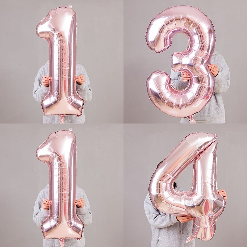 V13 - 40 inch rose gold digital large aluminum film balloon birthday party decoration dress up wedding room