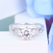 18K rose gold bicolor diamond ring custom platinum six claws 1 carat ring female luxury group inlaid GIA begging for marriage