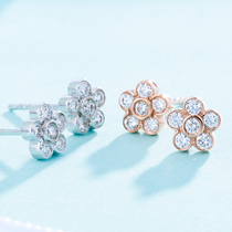 18K Platinum Natural Diamond Earnail Female Real Diamond Rose Gold Flowers Group Inlaid Delicate Earthen Customized Platinum Eardrops