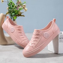 Work Waterproof Shoes Women Rain Shoes Women Rain Boots Shallow Mouth Spring Summer Car Washes Short Cylinders Low Bunch of Four Seasons Wearable kitchen Johan 