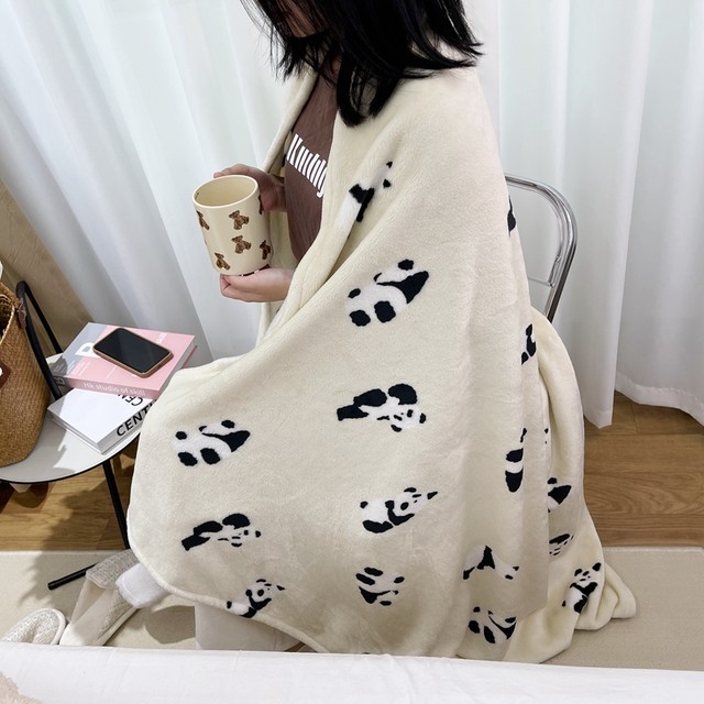 Soft fufu cute panda bang bang warm blanket thickened autumn and winter new nap warm sheet milk fleece blanket