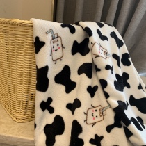 Printed Cartoon Dairy Cow Cups Flannel Cover Blanket Home Blanket Dormitory Students Home Warm Cover Leg Blanket