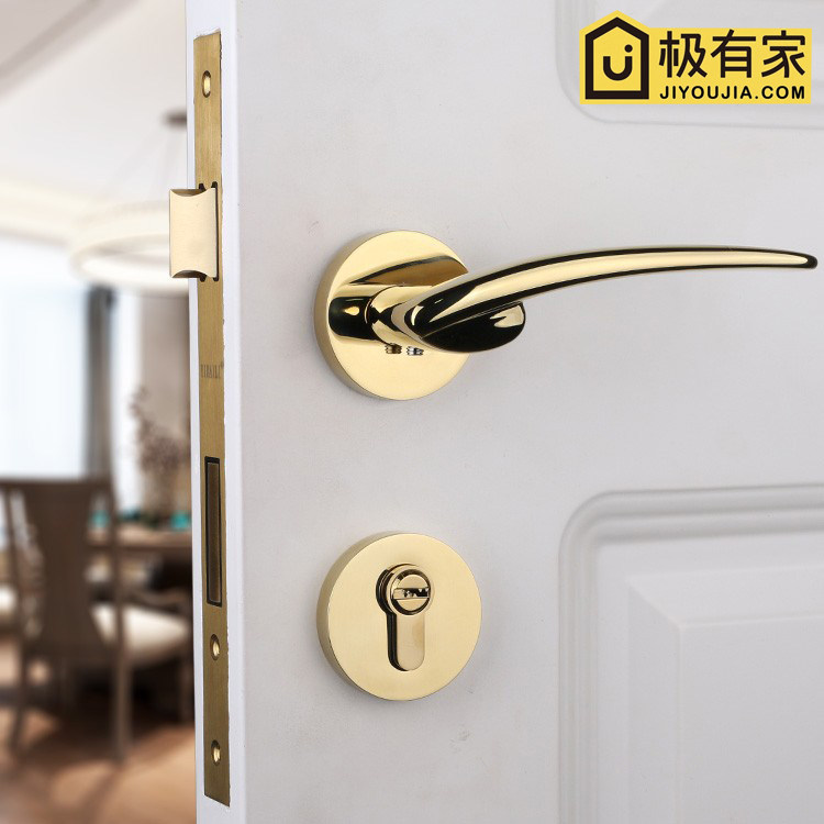 German Seiko door lock golden split lock Bedroom wooden door handle mute split lock American light indoor door