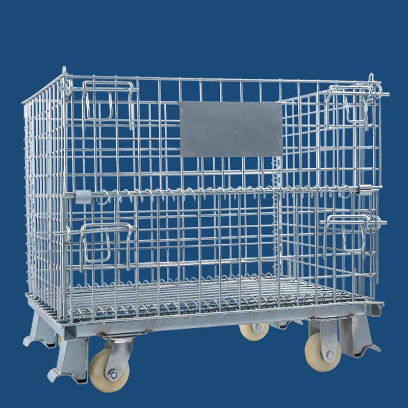 Warehousing Logistics Cage Car Folding Bin Storage Cage Butterfly Cage Iron Frame Weekly Transfer Basket with wheel containing basket steel wire Weekly transfer box