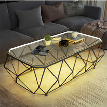 Transparent tempered glass tea table light luxury modern living room 2021 new modern simple fashion home tea table
