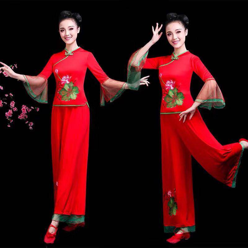 The Seedlings song Costume Out of the Square Dance Costume New Suit Summer Lady Middle Aged Fan Folk Classical Dance Suit