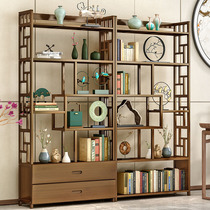 New Chinese Wine Rack Small Bou Rack Solid Wood Put Tea Shelve Bamboo Simple Creative Industrial Wind Screen