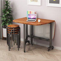 Mobile table wheel Net Red 4 people new Chinese folding small table with stool kitchen Small Apartment 2 people dining table