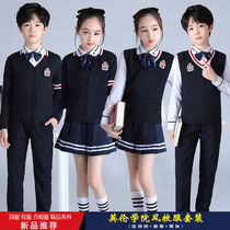 Poetry recitation of primary and middle school students is served with a choral suit pure cotton long sleeve sweater college wind male and female child knit childrens clothing