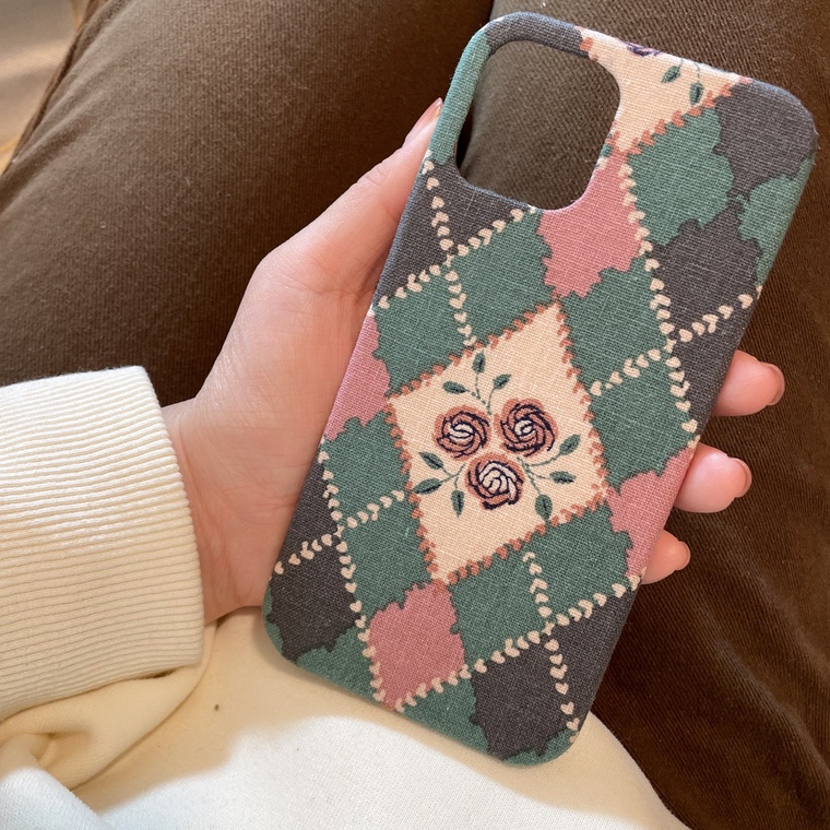 Girls Lattice Pattern Vintage Rose Canvas 15, 14, 13, 12, 11 iPhone Case