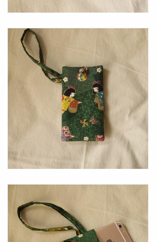 Búp bê kimono phong cách Nhật Bản thủ công túi xách điện thoại di động iphone678x Ốp lưng Huawei Samsung túi đựng điện thoại chống nước