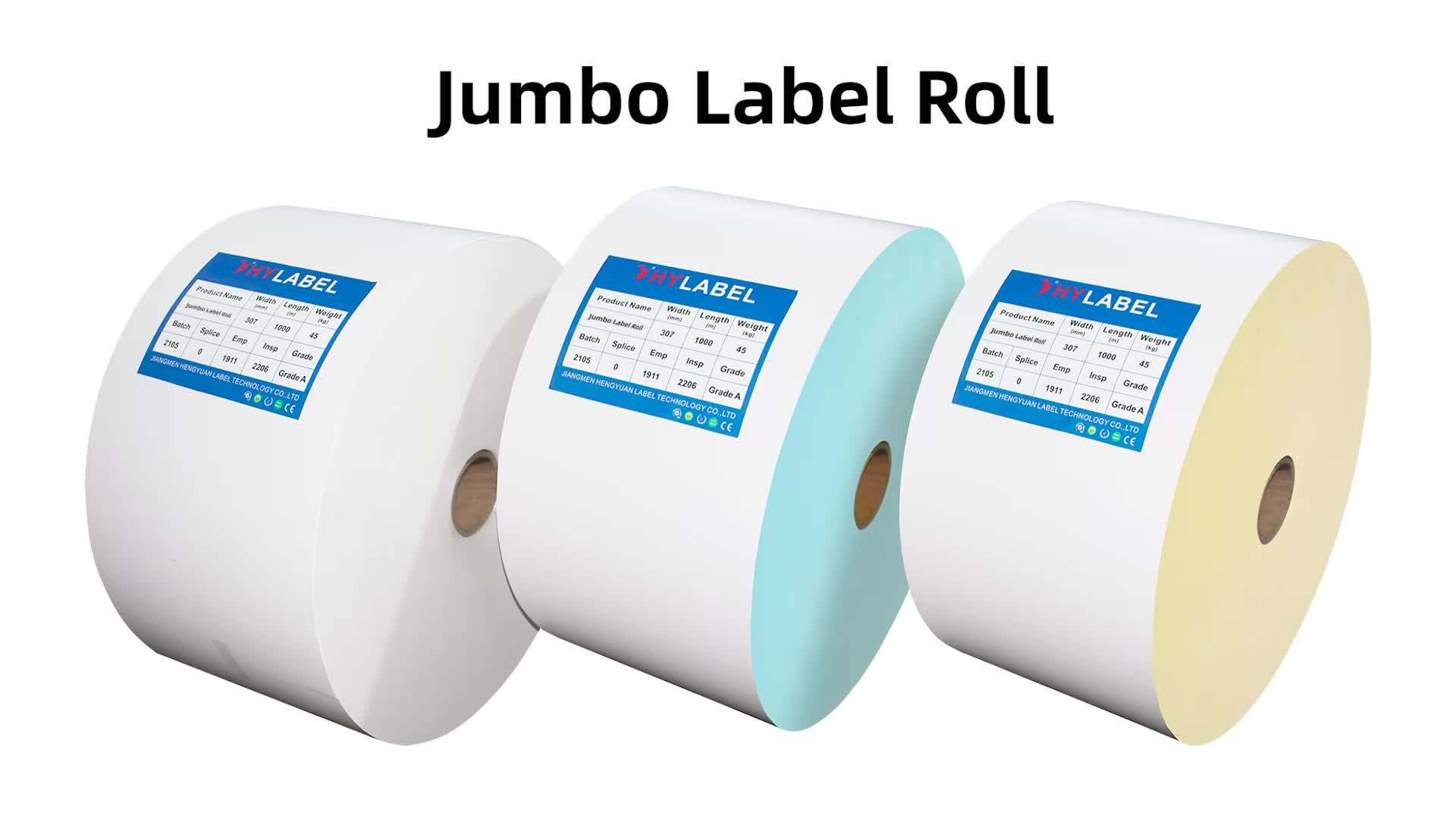 Self Adhesive Paper Roll Polypropylene Pp Glossy White Film Jumbo Roll