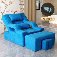 【Модернизированная утолщенная】 синяя бархатная ткань с электрической моделью подлокотников