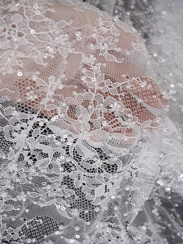 New High-End Lace with Sequins and Embroidery, Special Soft Mesh Lace for Wedding Dresses, Commonly Used High-End Lace for Foreign Trade