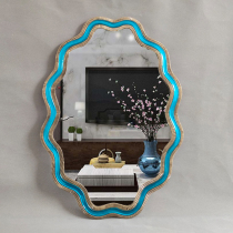 New European retro American wall-mounted special-shaped bathroom mirror bathroom mirror makeup mirror entrance mirror round