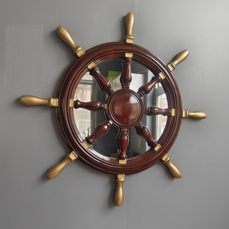 Direct Sale European-style Mediterranean style nautical rudder Hand wheel Decorative Mirror Hyun Guan Mirror Clubhouse KTV Bar Bathroom Mirror-Taobao