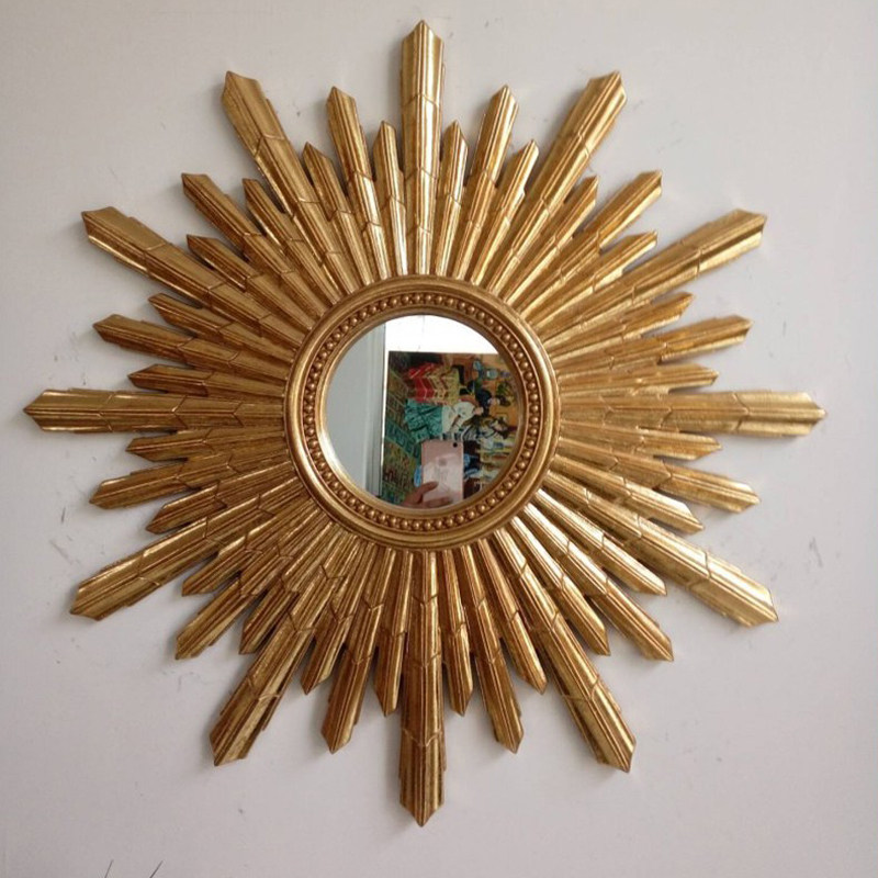 Special-shaped European-style sun gold home craft gift decoration porch mirror decoration retro wall decoration mirror washbasin wall mirror