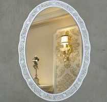 New Mediterranean retro stone wall-mounted cosmetic mirror Oval waterproof bathroom mirror shell beauty fitting mirror