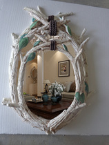 Alien European bathroom mirror American country porch mirror retro solid wood makeup mirror bathroom mirror wall hanging