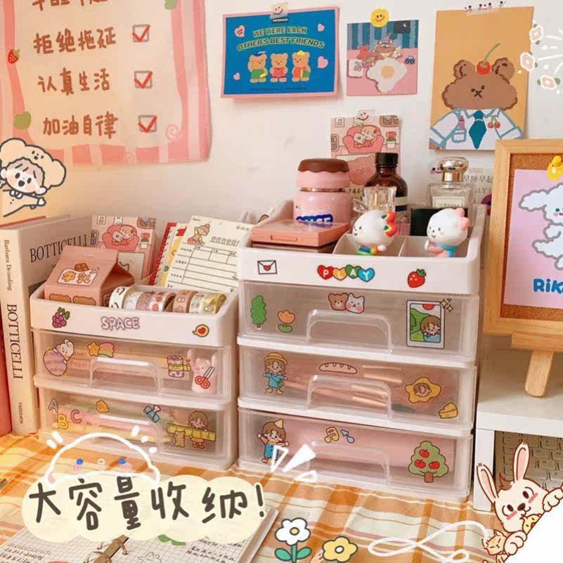 ins girl heart desktop drawer student dormitory makeup storage box table tape stationery desk rack