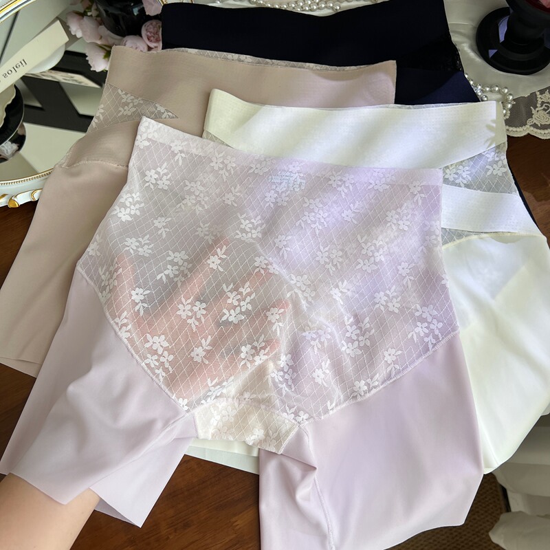 Lace Mesh High-Waisted Tummy Control Safety Shorts Four-In-One Women's Ice Silk Seamless Anti-Exposure Butt-Lifting Leggings Without Curling Edges Lace Mesh High-Waisted Tummy Control Safety Shorts Four-In-One Women's Ice Silk Seamless Anti-Exposure Butt-Lifting Leggings Without Curling Edges