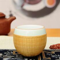Xufan bamboo thread button porcelain master cup Sichuan handicraft tea porcelain body bamboo weaving Chengdu intangible cultural heritage bamboo thread button porcelain tea