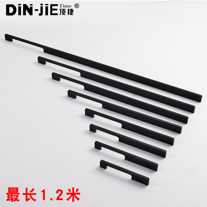 Black overall cabinet door handle Nordic door handle Modern minimalist wardrobe door drawer American minimalist lengthened single hole