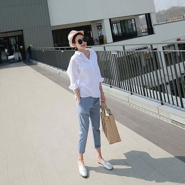 Outwear Summer Thin Casual Cotton and Linen Autumn Maternity Pants — 3