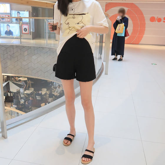 Maternity Denim Shorts White Black Summer Thin Section Wearing Loose Leggings Safety Pants Maternity Shorts Summer Dress