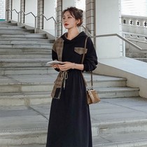 French temperament over the knee dress women early spring 2021 new mid-length dress skirt waist slim skirt retro