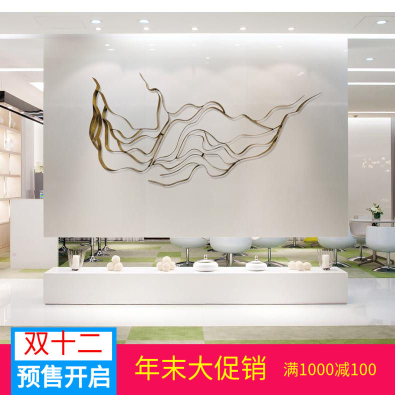 Metal wall decoration hotel lobby aisle wall decoration living room model room modern light luxury creative wall decoration pendant