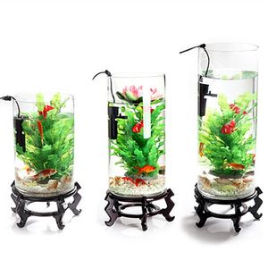 【圆柱形鱼缸玻璃直筒客厅价格】最新圆柱形鱼