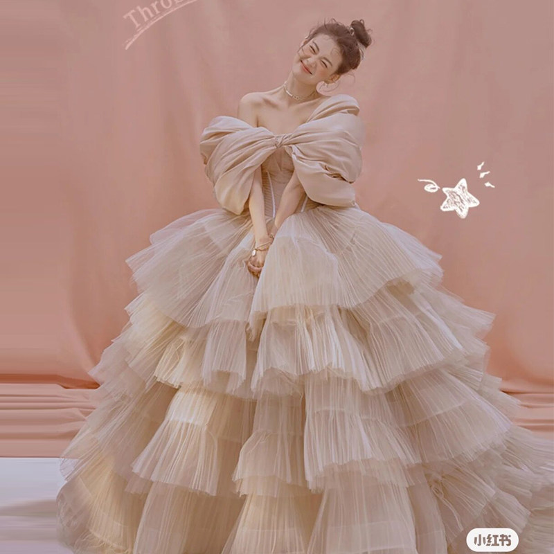 New Studio Themed Photography Camcorder Costume Bride Wedding Butterfly Conjunction French Pongonti Dress