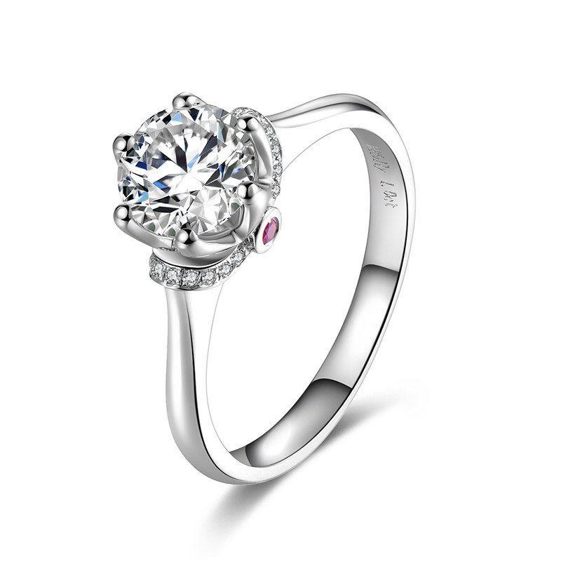 Imported Mosanite ring 1 carat classic D - color diamond ring 18k platinum proposition ring