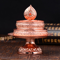 Tibetan Buddhist supplies copper-colored eight auspicious manza panman tea romanda pan with tray small size