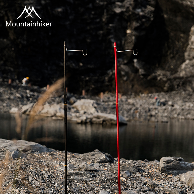 Mountain Guest new black red camping camping outdoor aluminum alloy traceless retractable dual-purpose tabletop light stand